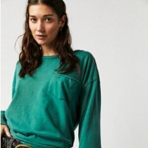 Free People - We The Free Fade Into You Tee - Long Sleeve - Small - Peacock